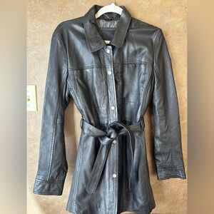 Mauritius 🖤 Black Leather Belted Jacket